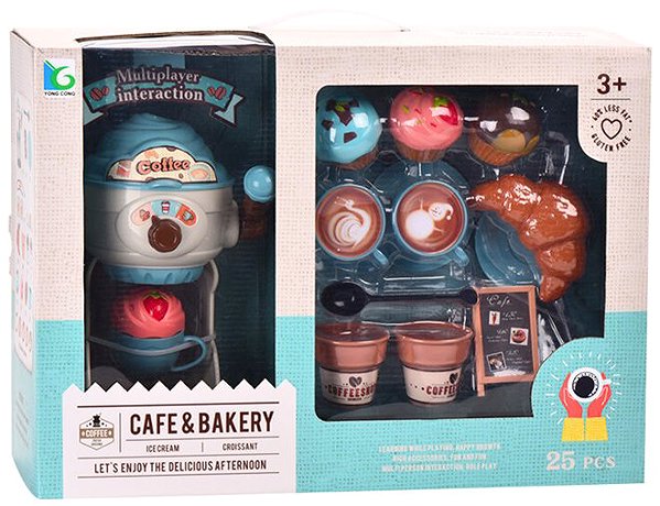 LEAN Toys 10797 Coffee shop set with ice cream maker, cups and muffins .