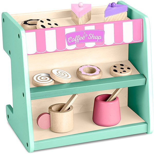 Ricokids 785100 wooden café and sweet shop with coffee machine, mint.