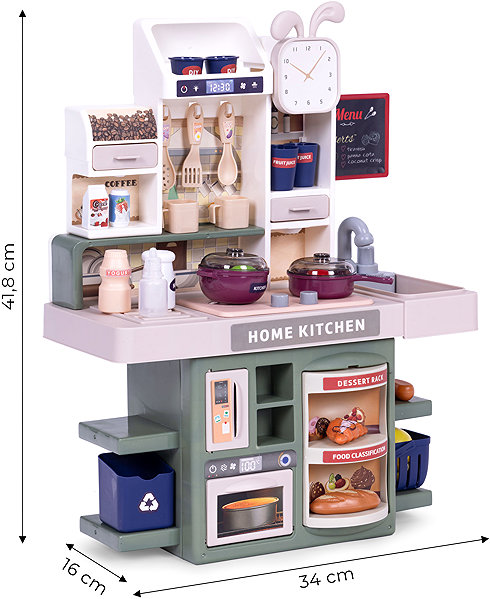 MultiStore 42T-3 play kitchen with sounds, LED lights and a steam generator, 35 accessories.