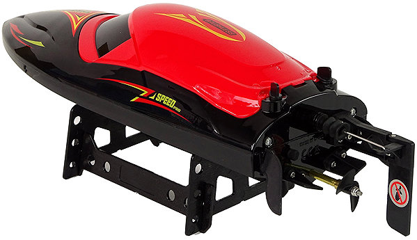 RC boat LEAN Toys 15355 R/C 2.4GHz remote-controlled motorboat, red.