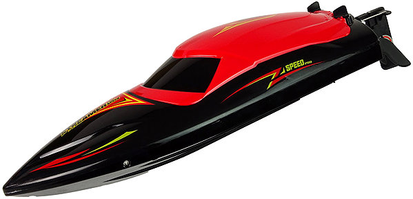 RC boat LEAN Toys 15355 R/C 2.4GHz remote-controlled motorboat, red.