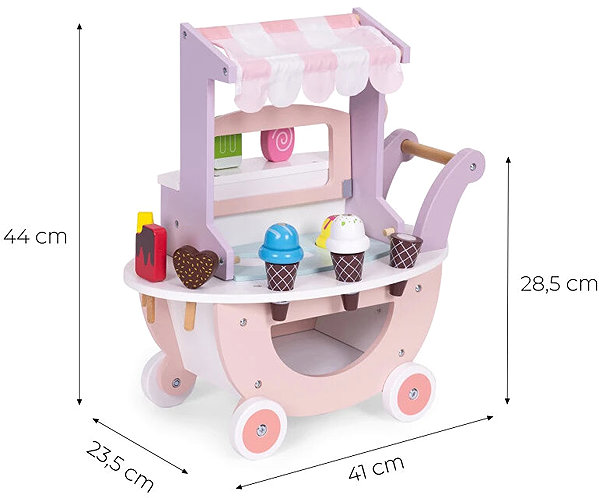 Játékkonyha ECOTOYS TL89015 Játék fagylaltos kocsi, fa, 12 db ...