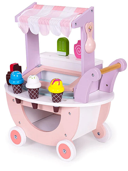 Játékkonyha ECOTOYS TL89015 Játék fagylaltos kocsi, fa, 12 db ...
