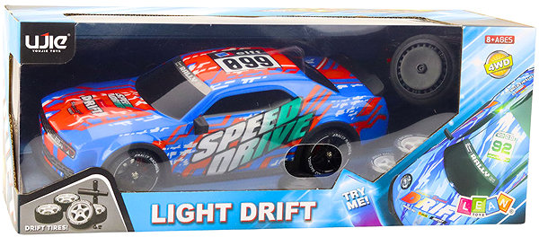 RC Car LEAN Toys 23071 RC Drift Car, Light-up Body, Blue.