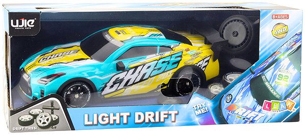 LEAN Toys 23069 RC Drift Car with Light-up Body, Turquoise.