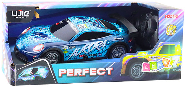 RC Car LEAN Toys 23060 RC Racing Car 27MHz, Light-up Body, Blue.