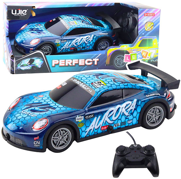 RC Car LEAN Toys 23060 RC Racing Car 27MHz, Light-up Body, Blue.