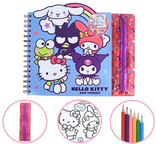 colouring page Kids Euroswan Hello Kitty: Kitty with friends.