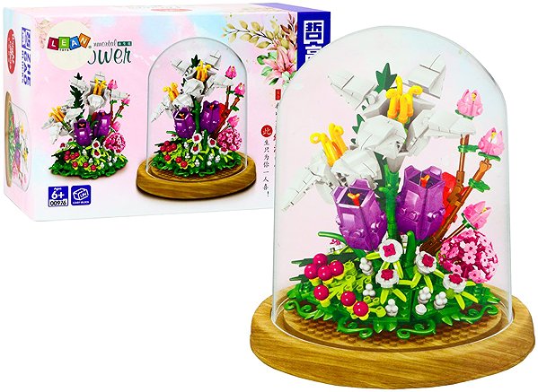 LEAN Toys 19743 Flowers in Glass Construction Set, 487 pieces.