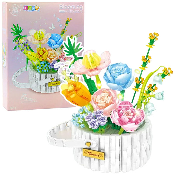 LEAN Toys 26707 Flower basket construction set with LED, 1376 pieces.