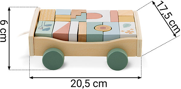 Nukido NK-853 Wooden pull-along toy with blocks.