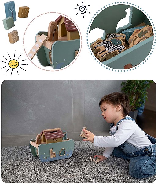 Nukido NK-862 Wooden Noah's Ark with Animals shape sorter.