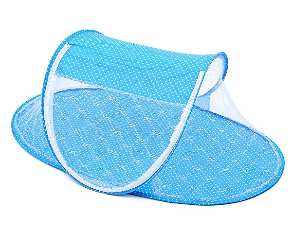 Leventi Folding cot with mosquito net 110 × 65 × 60cm, blue .