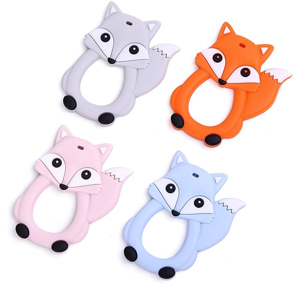 Elpinio silicone teether fox - grey .
