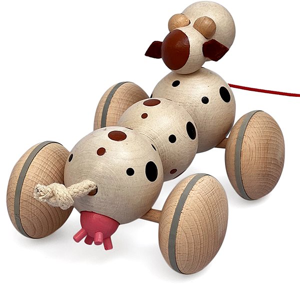 Ulanik Caterpillar Cow pull-along toy on a string.
