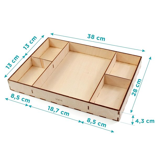Úložný box Ulanik Dřevěný tác 5 oddělení ...
