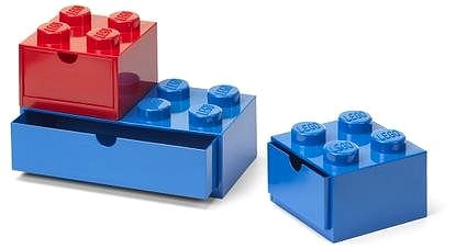 Úložný box LEGO stolné boxy so zásuvkou Multi-Pack 3 ks – červená, modrá ...