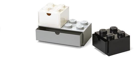 Úložný box LEGO stolné boxy so zásuvkou Multi-Pack 3 ks – čierna, biela, sivá ...