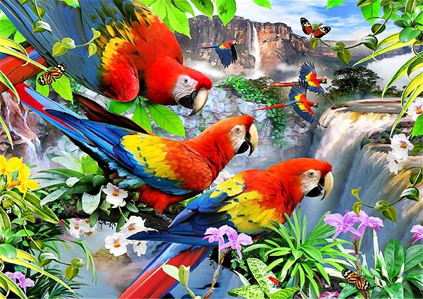 Puzzle Woden City Drevené puzzle Ostrov papagájov 2 v 1, 505 dielikov eko ...