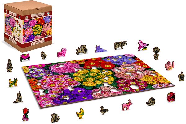 Puzzle Woden City Dřevěné puzzle Rozkvetlé květiny 2v1, 505 dílků eko ...