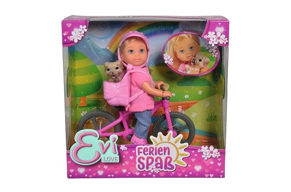 Játékbaba Simba Éva kerékpárral ...