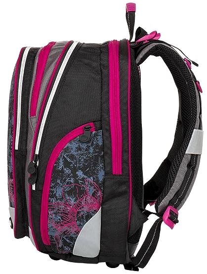 School backpack BAGMASTER ELEMENT 8 A school backpack - pink with flowers .