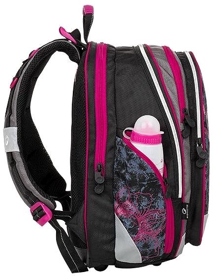 School backpack BAGMASTER ELEMENT 8 A school backpack - pink with flowers .