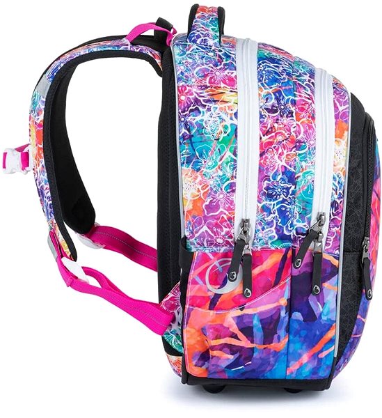School backpack BAGMASTER LUMI 21 A school backpack - colourful flowers .
