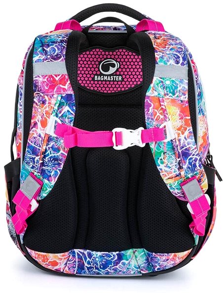 School backpack BAGMASTER LUMI 21 A school backpack - colourful flowers .