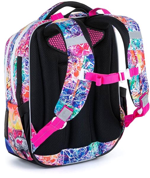 School backpack BAGMASTER LUMI 21 A school backpack - colourful flowers .