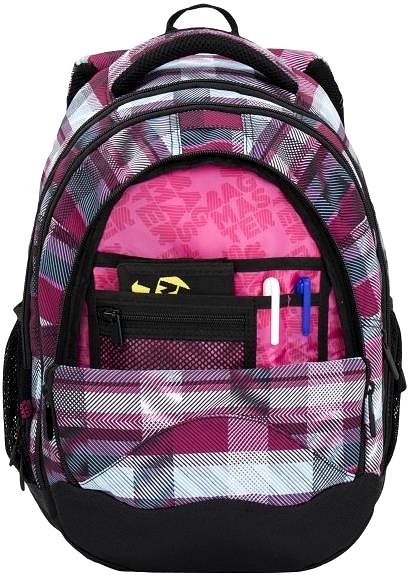 School backpack BAGMASTER ENERGY 18 A student backpack - pink and white .