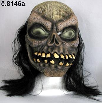 Karnevalová maska Maska lebka zubatá s vlasmi ...