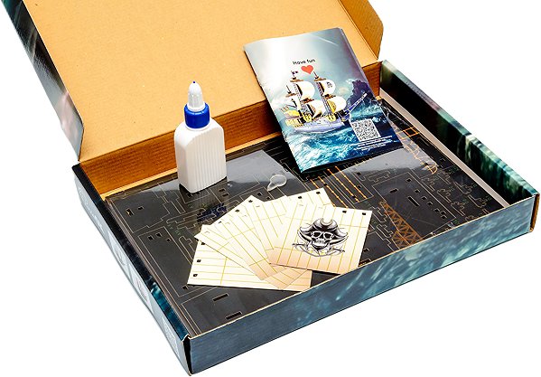 Fa puzzle BusyKids 3D építőkészlet, fa - Kalózhajó ...