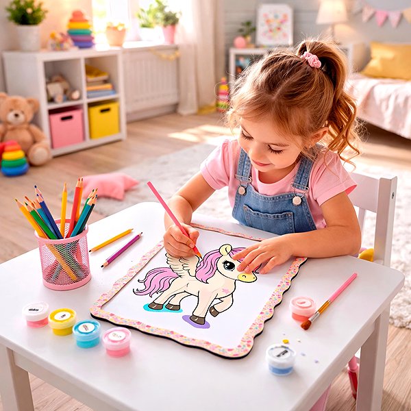 Holzpuzzle BusyKids Malen nach Zahlen Einhorn ...