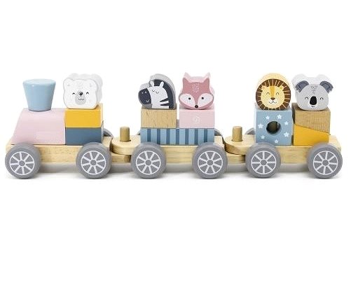 Vonat Fából készült vonat állatokkal ...