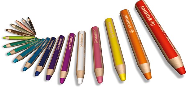 Coloured Pencils STABILO Woody 18 colours, round, maxi, STABILO Lifestyle
