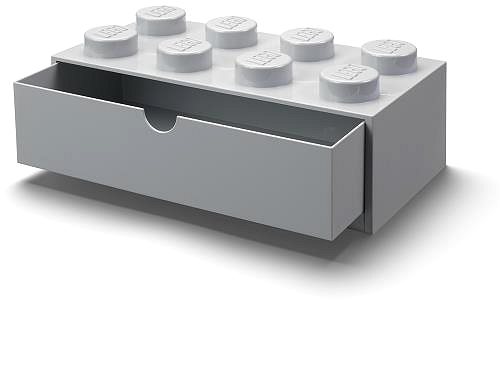 Úložný box LEGO stolný box 8 so zásuvkou – sivá ...