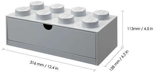 Úložný box LEGO stolný box 8 so zásuvkou – sivá ...