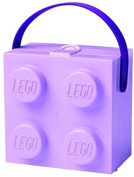Svačinový box LEGO box s rukojetí - fialová Boční pohled