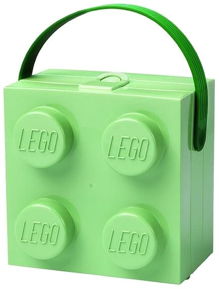 Svačinový box LEGO box s rukojetí - army zelená Boční pohled