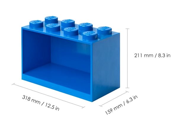 Polc LEGO Brick függő polc, 2 db-os szett - piros Műszaki vázlat
