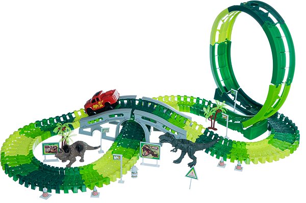 Autorennbahn Track Dino + Auto 172 Stück mit Zubehör Screen