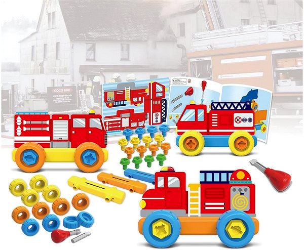 Building Set Little plastic mechanic Junior - firefighters Package content