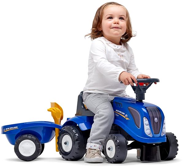 Odrážadlo Odrážadlo traktor New Holland modré s volantom a valníkom Lifestyle