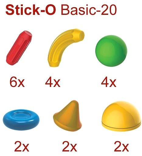 Építőjáték Magformers - Stick-O Basic-20 Csomag tartalma