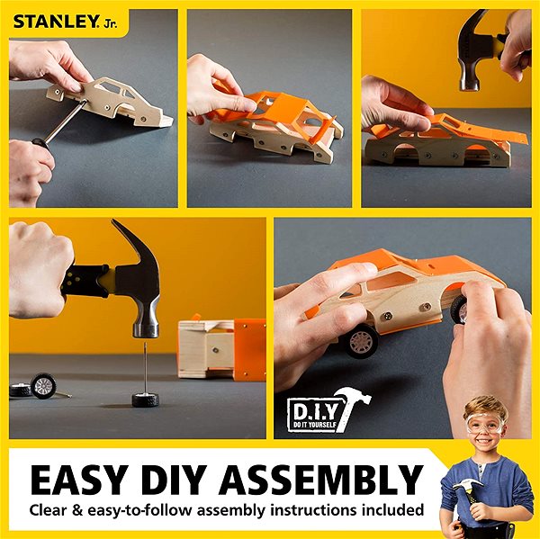 Bausatz Stanley Jr. OK002-SY Bausatz Rennwagen orange - Holz Mermale/Technologie