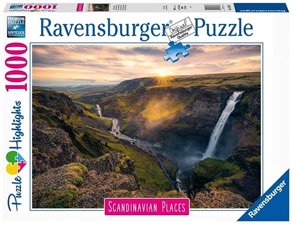Puzzle Ravensburger 167388 Skandinávie Vodopád Haifoss, Island 1000 dílků  ...