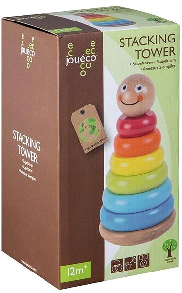 Navliekacia hračka Jouéco drevená stohovacia veža ...