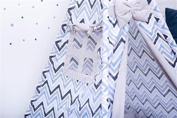 Tent for Children BabyTýpka teepee Zigzag blue gray Lifestyle