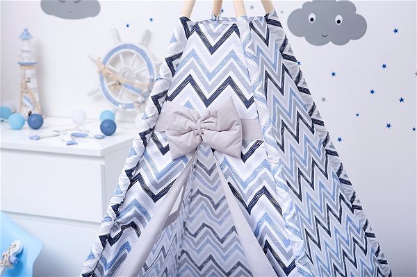 Tent for Children BabyTýpka teepee Zigzag blue gray Lifestyle